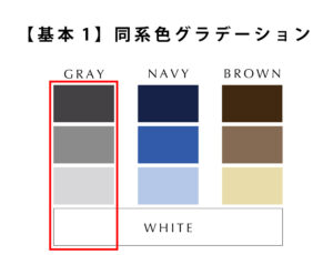 3色の色合わせ表