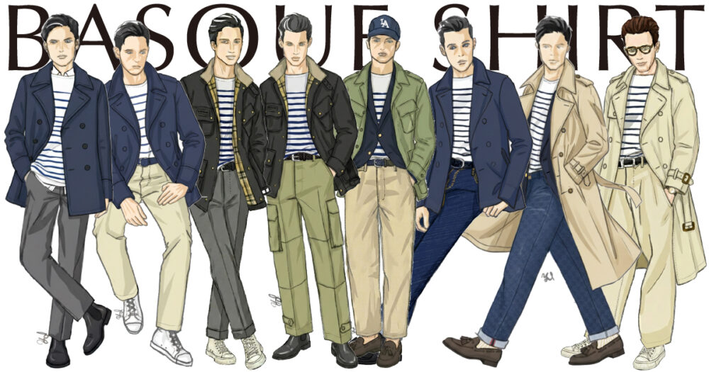 冬バスクシャツルックス並び