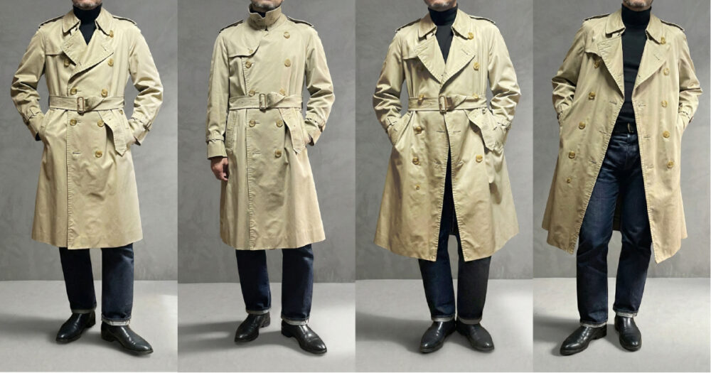 バーバリートレンチ着用画像4パターンフロント
